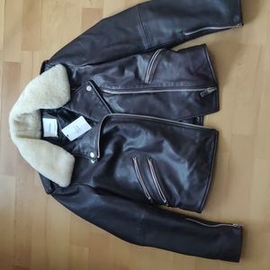 Mango genuine leather jacket
